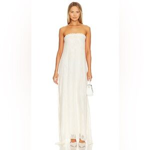 WeWoreWhat Strapless Lace Maxi in Ecru